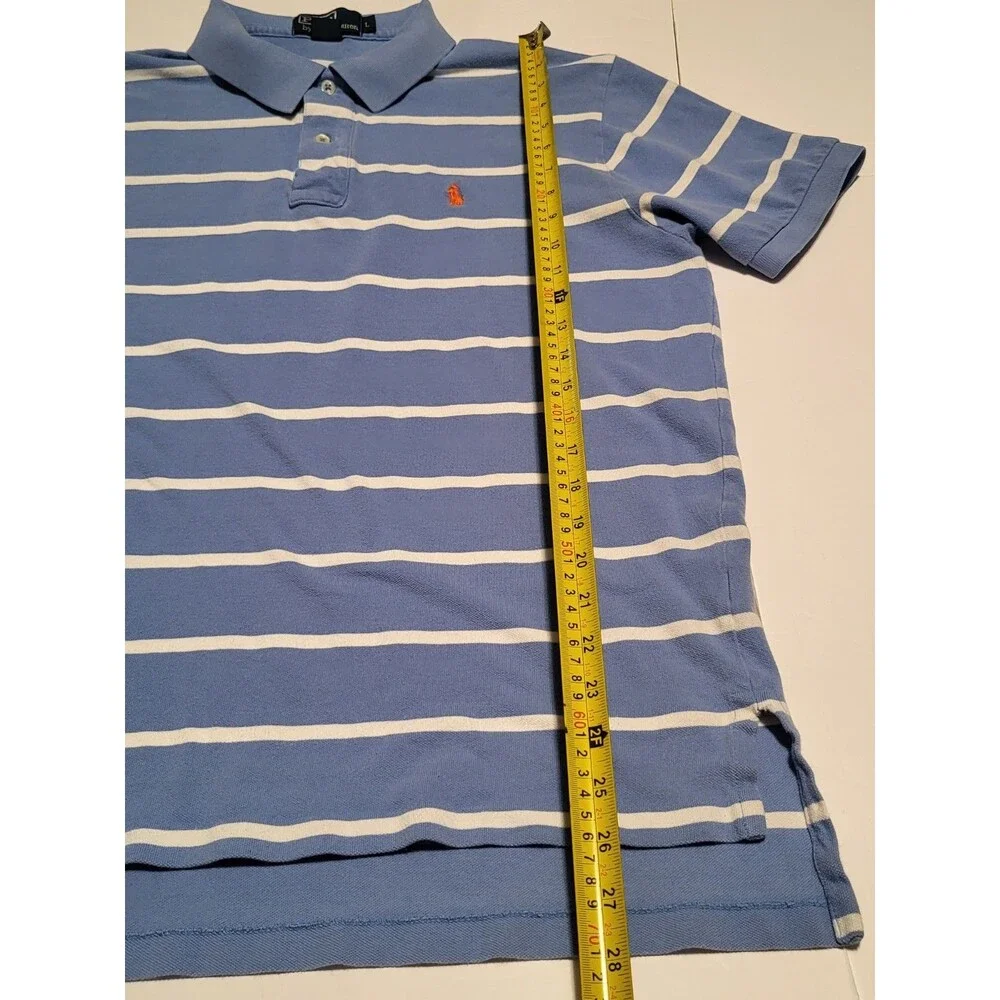 (#16)Polo By Ralph Lauren Short Sleeve Size Men's L Blue White Striped